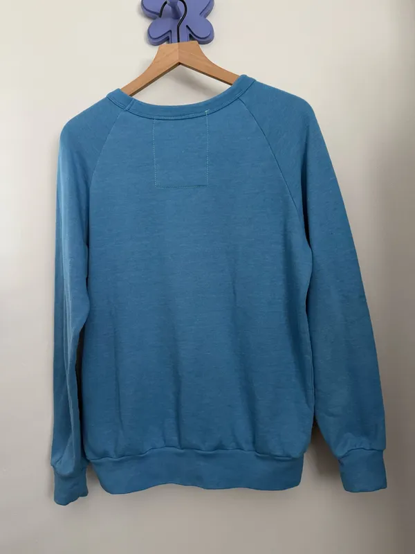 Aviator Nation Small Smiley Crew Neck Relaxed Sweatshirt Blue - Image 3