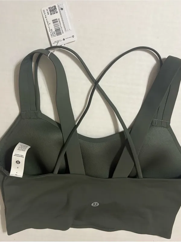 NWT new 4 lululemon like a cloud bra palm Deco dark green longline $68 d/dd - Image 3