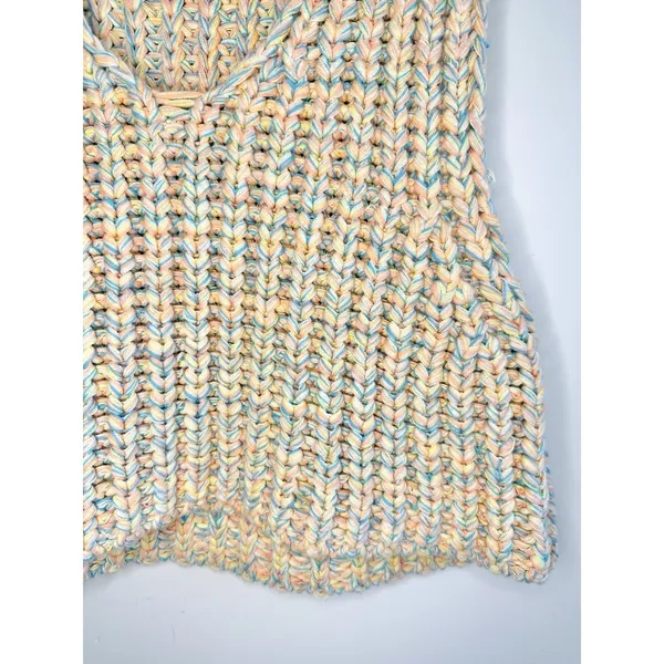 Free People‎ Hoopla Boxy Tank XS Pastel Multicolor Chunky Knit Boho Oversized - Image 10