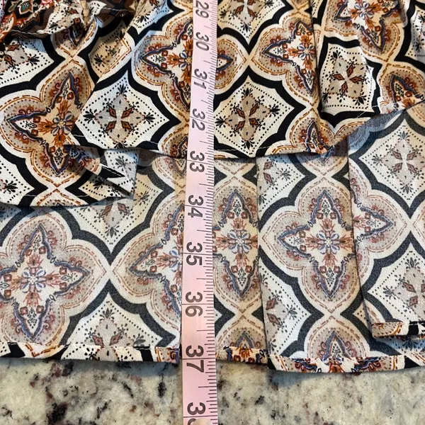 Anthropologie Mixed Print‎ Ruffle V Neck Long Sleeve Hi Low Mini Dress XS - Image 9