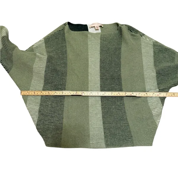 Philosophy Green Striped Drop Batwing Shoulder Viscose‎ Sweater Textured Sz M - Image 9
