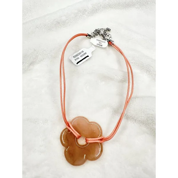 NEW Free People Baby Flower Cord Choker Pink Necklace Stone Bohemian Retro 70s - Image 4