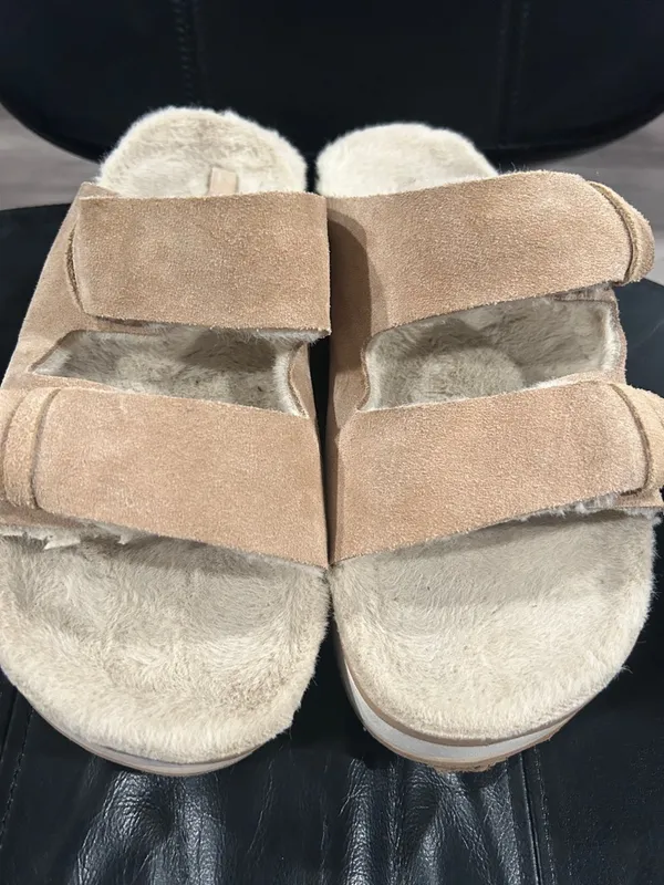 Reef Women's Plush Suede Double-Strap Slide Sandals - Beige - Image 2