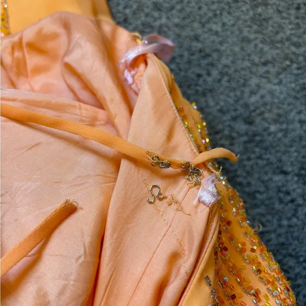 Orange Beaded Maxi Dress Size M - Image 4