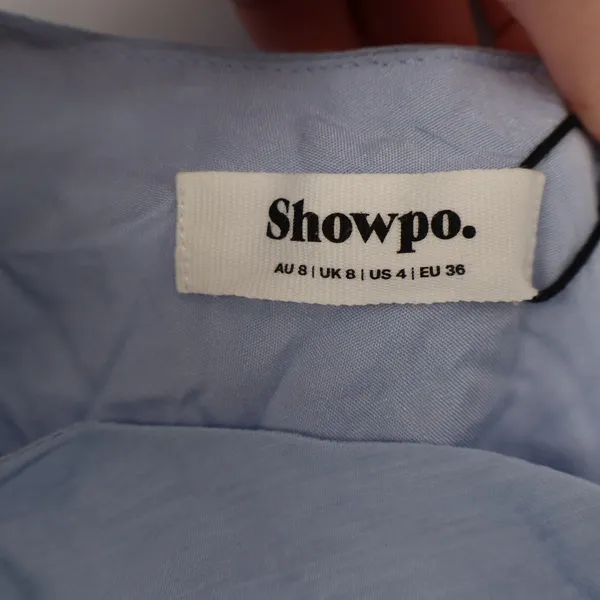 Showpo Eugenia Midi Dress One Shoulder Ruffle Tiered Pale Blue Size 4 - Image 4