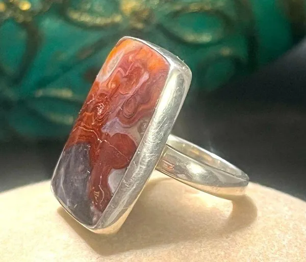 Sterling Silver on sardonyx AGATE ring sz 7 - Image 2