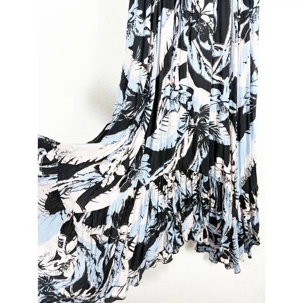 Free People Heat Wave Printed Maxi Slip Dress Large Blue Floral Bohemian - Image 10