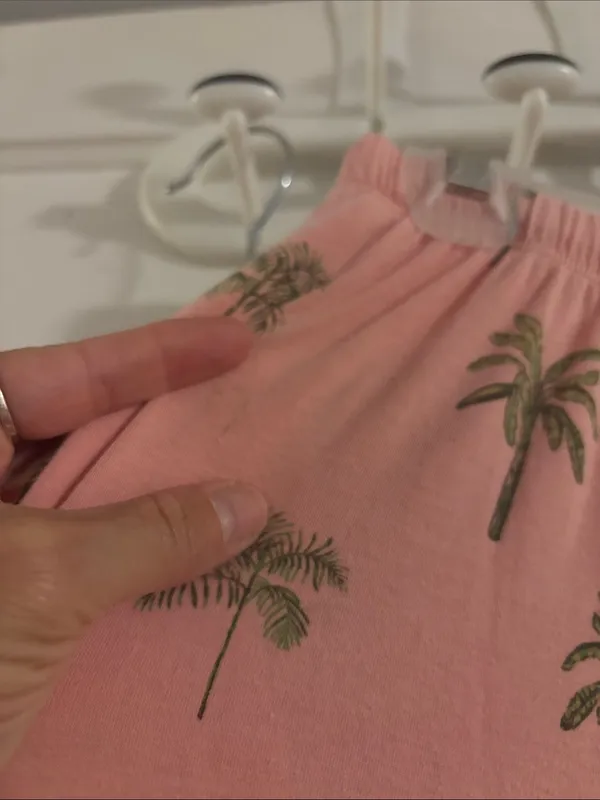 Soft Pink Palm Print Kids Pajama Set - Image 5