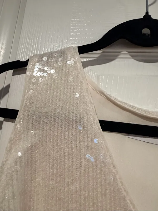 NWOT Nine West Size L Ivory Sequin Tank Top Sleeveless V Neck Party Evening - Image 5