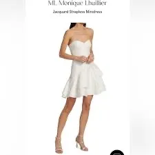 Monique Lhuillier Strapless Tiered Jacquard Mini Dresd-Size 10 - Image 2