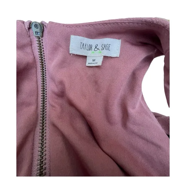 Taylor & Sage‎ Blush Pink Embroidered Suede Dress Size Medium Midi Boho Dress - Image 3