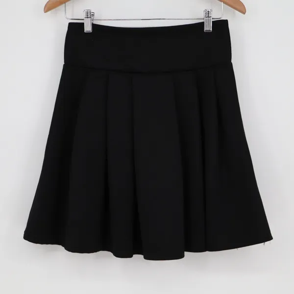 A-Line Mini Skirt Womens 28 Black Flared High Waisted Pleated‎ Casual Fashion - Image 2