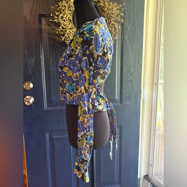 Zara Floral One-Shoulder Blouse - size M - Image 4