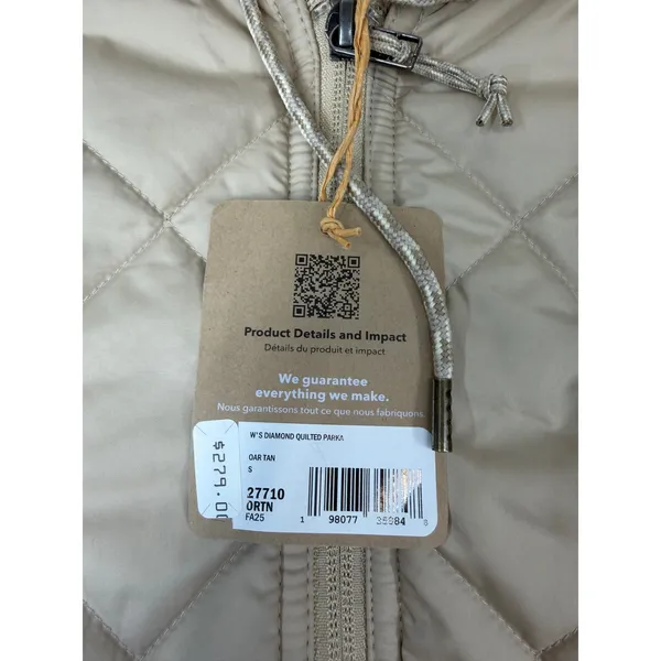 Patagonia Women's Diamond Quilted Parka Oar Tan Size Small NWT ($279 Retail) - Image 8