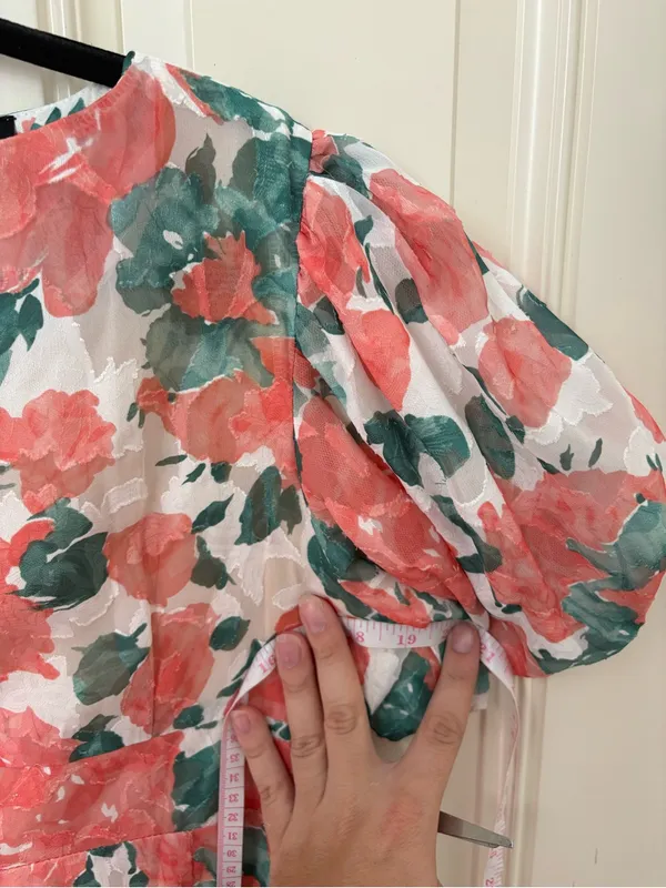 Beulah Style Floral Puff Sleeve Dress Size Large - Image 5