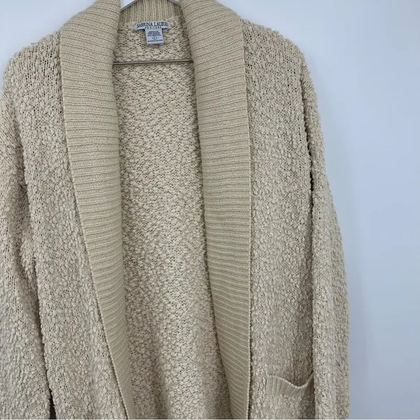 Vintage Style Cream Sweater Cardigan Size Large Boho Fall Cozy Soft Baggy - Image 4