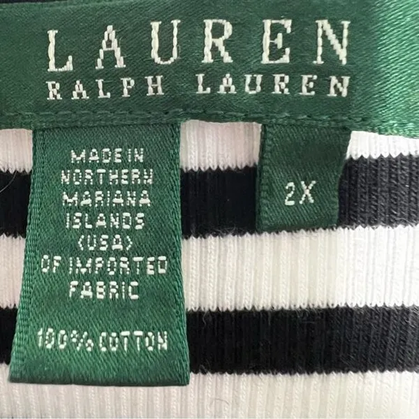 Lauren Ralph Lauren Nautical Lace-Up Ribbed Top Boxy Fit L/XL (Tag 2X) - Image 7