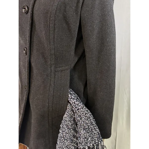 London Fog Wool Blend Coat M Black Charcoal Car Coat Button Front - Image 5