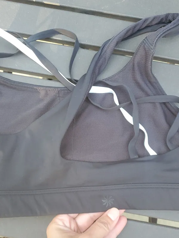 Athleta Black Sports Bra with White Peloton Logo Size Medium - Image 3