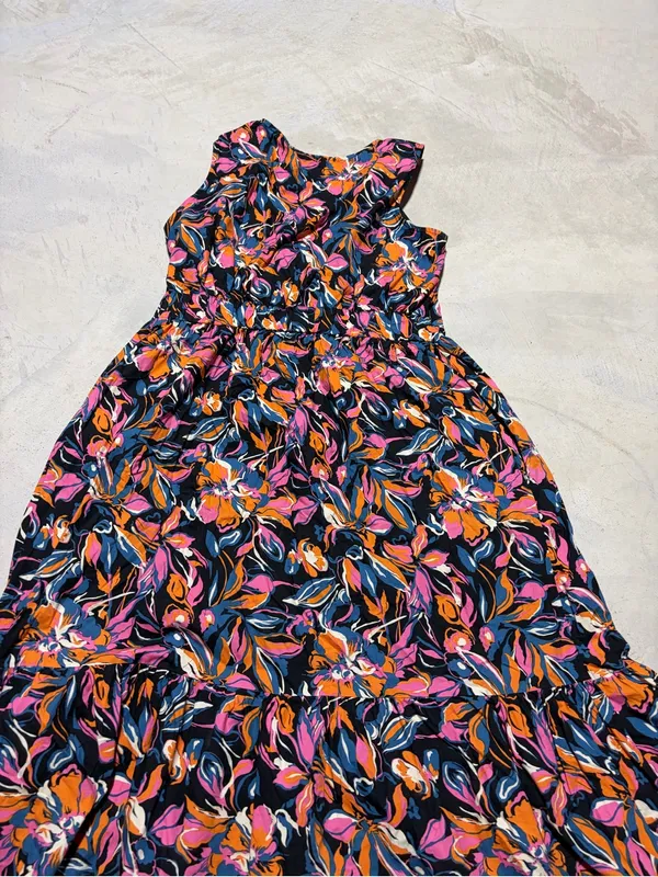 French Connection orange pink blue Floral Twist-Front Maxi Dress XL - Image 10