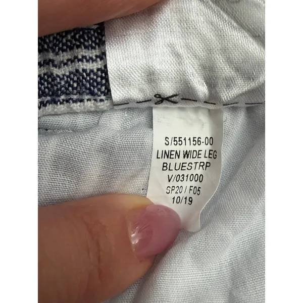 Old Navy XL Tall Linen Blend Wide Leg Pants Blue White Stripe Drawstring - Image 7