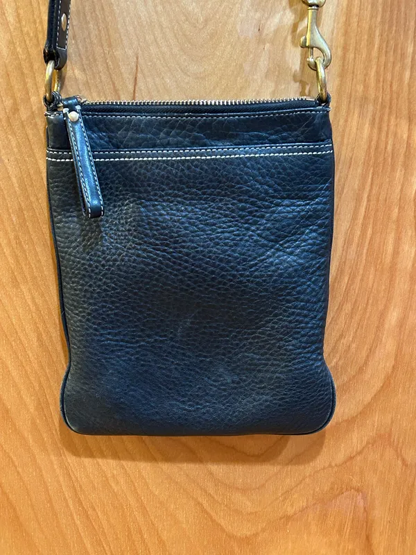 Coach Vintage Black Pebbled Leather & Signature Monogram Canvas Stripe Swingpack Crossbody Bag M0693-10796 - Image 6