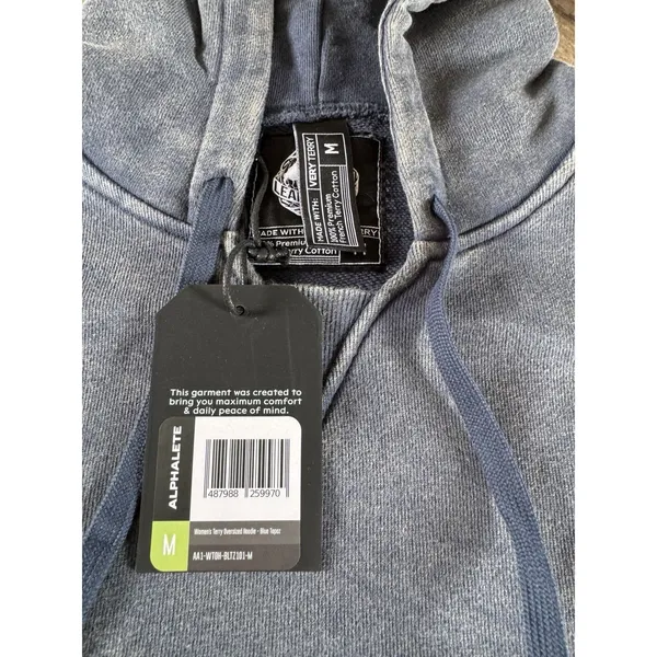 ALPHALETE Women’s Terry Oversized Hoodie - Blue Topaz ,Size Medium - Image 8