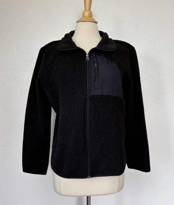 Avalanche Solid Black Fleece Jacket - Image 3