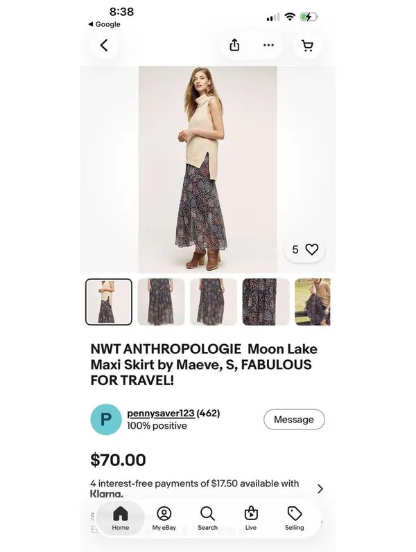 ANTHROPOLOGIE Moon Lake Maxi Skirt by Maeve Sz S - Image 7