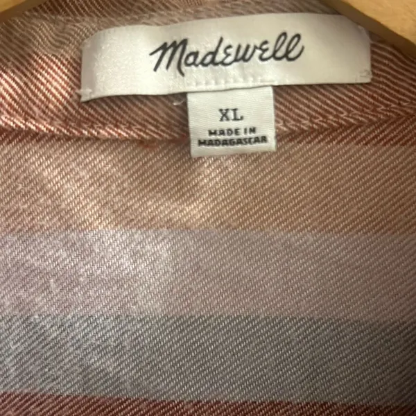 ✨Madewell Flannel Courier Sz XL Shirt in Sunrise Stripe✨ - Image 7