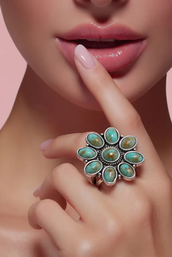 & Other Stories Women’s Gorgeous Vintage Design Stainless Steel Flower Design Ring - Size 7 - Image 2