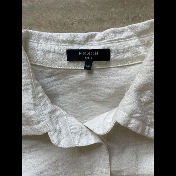 FRNCH Paris White button front Short Sleeve mini dress size small‎ - Image 2