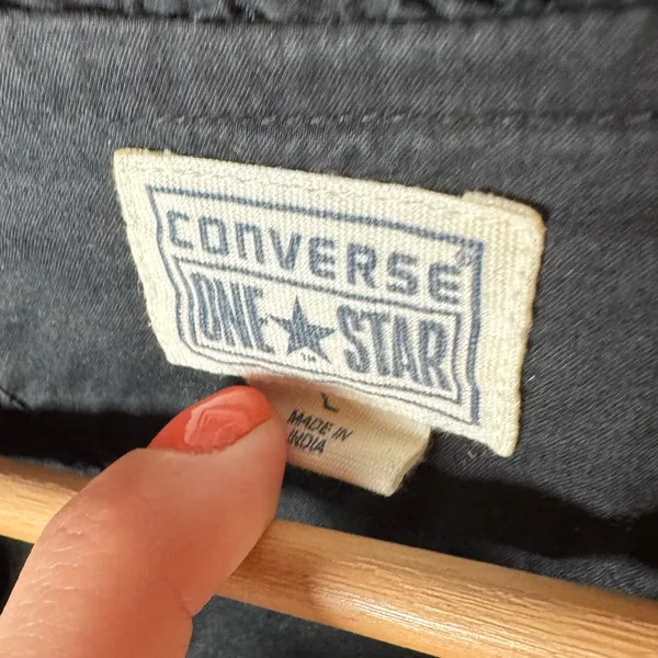 Converse solid black casual dress vneck women’s size large‎ - Image 2
