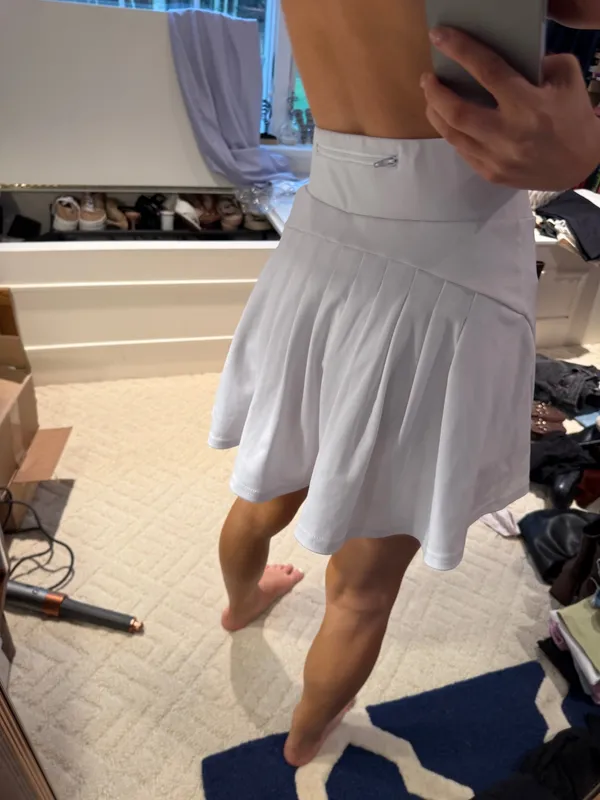 White Foldover Tennis Skirt High Waisted Athletic Skirt - Image 3