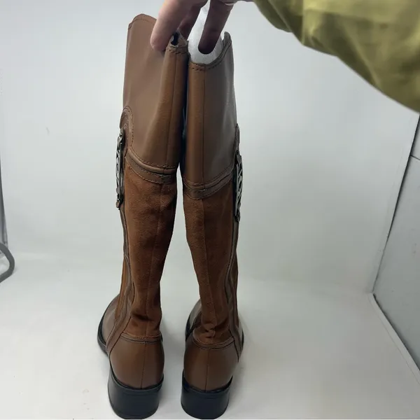 Etienne Aigner Codona Riding Boots Womens 7 Brown Leather Suede Knee High - Image 6