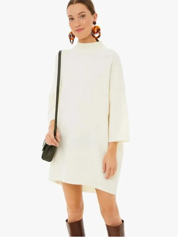 NWOT Tuckernuck Maxine Mock Neck Sweater Dress – Ivory – XL - Image 3
