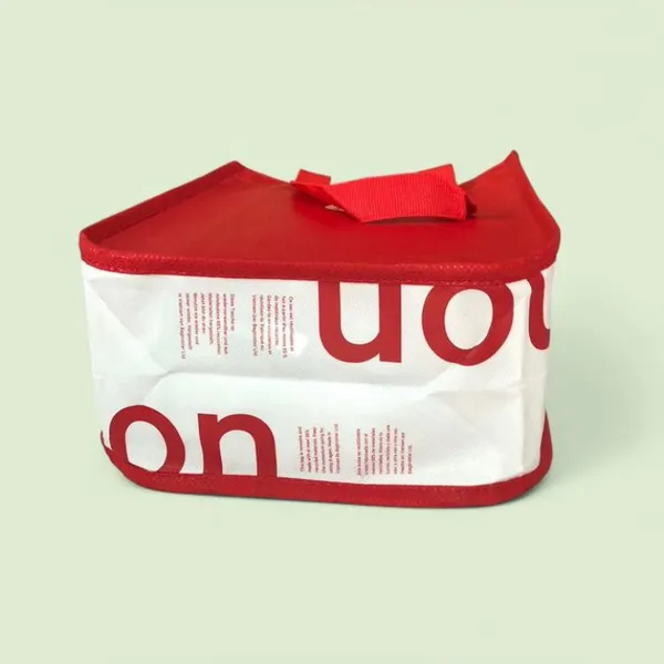 Lululemon Small Reusable Shopping Tote Bag Snap Button Red and White 9" x 11.5” - Image 3