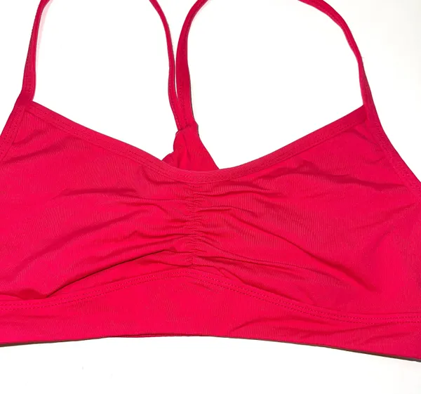 Athleta Hot Pink Ruched Keyhole Back Unlined Sports Bra - Image 4