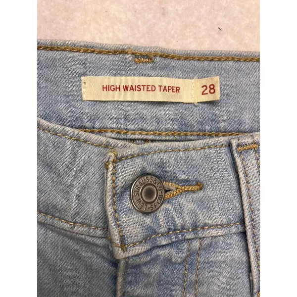 Levi's High Waisted Taper Jeans Women 28 Light Blue‎ Stretch Denim Classic - Image 2