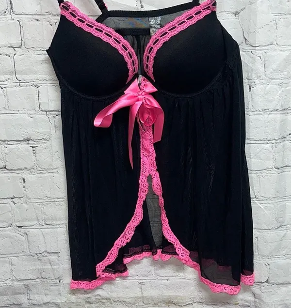 Sexy Lingerie Black w/ Pink lace Size Small - Image 2