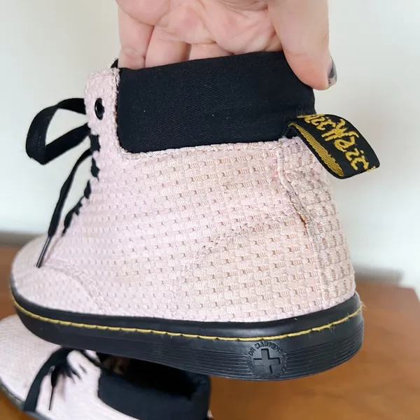 Dr Martens • Maelly WC ankle boot pink waffle texture canvas sneaker flat sole - Image 6
