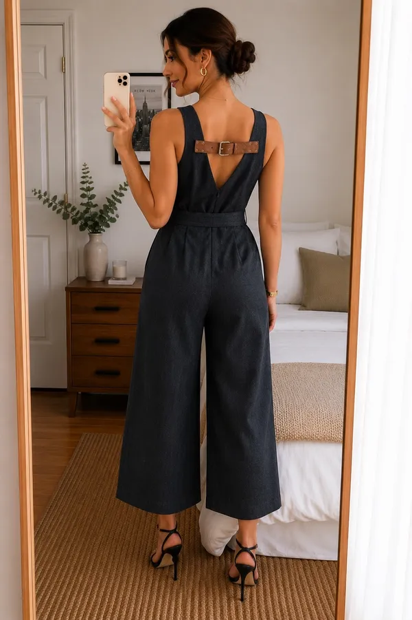 Marciano Charcoal Tweed Culotte Jumpsuit – Day to Night Staple - Image 2