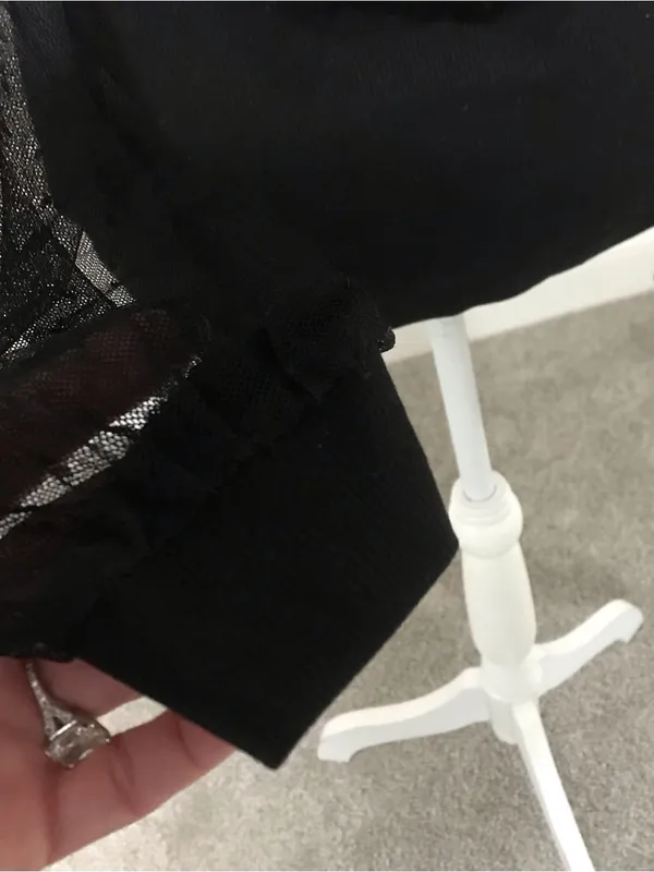 NWT Sheer Dot Mesh Sleeve Black Women's Top - Image 9