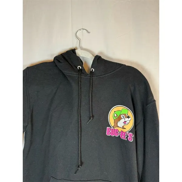 Buc-ee's Hoodie Unisex S Black Pullover Beaver Logo Graphic Print - Image 4