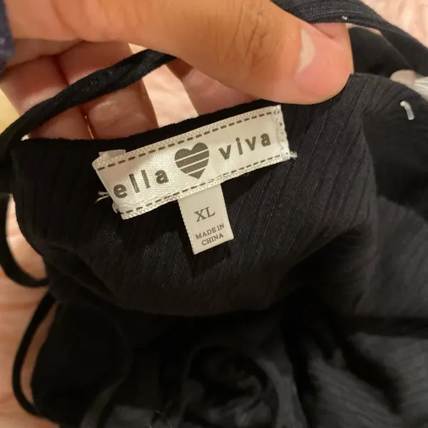 NWT Ella Viva Y2K Butterfly Lace Up Back Ribbed Cami Crop Top Womens XL Black - Image 2