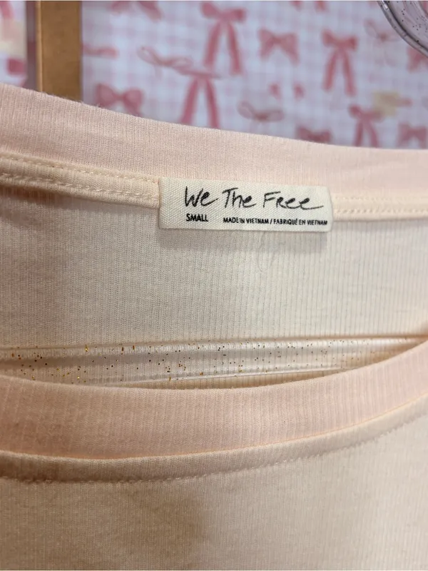 We the Free Feelin It Patchwork Paisley Peach Top Western Boho Free People Small - Image 3