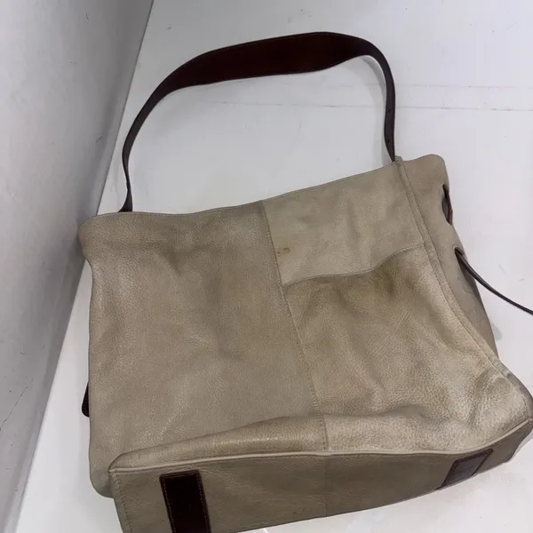 HOBO International Leather Western Beige & Brown Slouchy Tote Bag Purse Handbag - Image 5