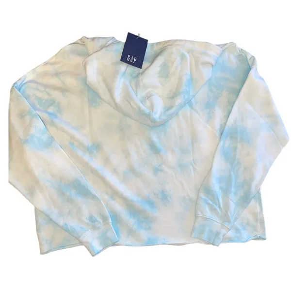 GAP Tie Dye Sky Crop French Terry Zip Hoodie size Large - Image 3