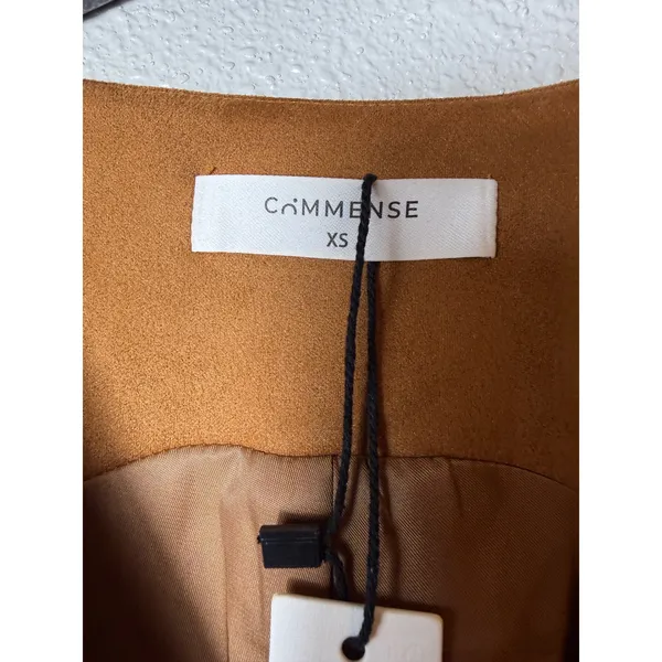 NWT COMMENSE Suede V-Neck Sleeveless Mini Dress Light Brown XS - Image 12