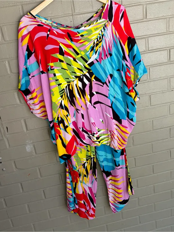 Natori Bora Bora Caftan PJs 2 PC Set Size Small Crinkle Fabric - Image 16